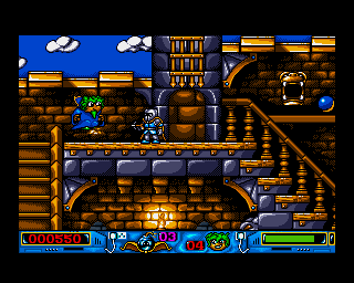 Videokid (Amiga) screenshot: Didn't I see that superhero from another game?