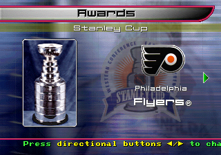 NHL Blades of Steel 2000 (PlayStation) screenshot: Simulating the series. And the awards go to...