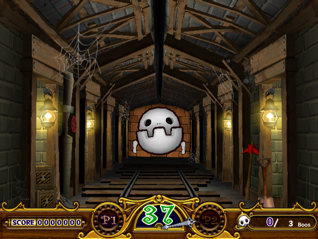 Manic Panic Ghosts (Arcade) screenshot: Wall ghost