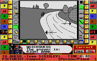 Pictionary: The Game of Quick Draw (Atari ST) screenshot: Nope, wrong guess