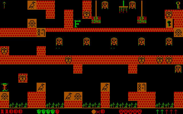 Pharaoh's Tomb (DOS) screenshot: "The King's Chamber" holds creatures whose eyes are the only visible part as seen in the middle platform.