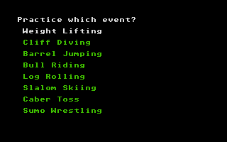 World Games (Atari ST) screenshot: Main menu