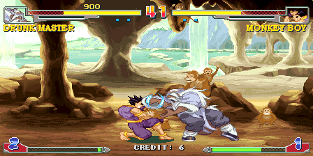 Martial Masters (Arcade) screenshot: Drunk Master vs Monkey Boy