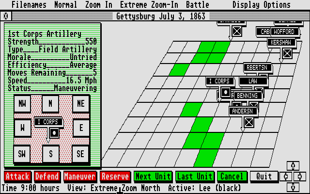 UMS: The Universal Military Simulator (Atari ST) screenshot: A unit has been selected.