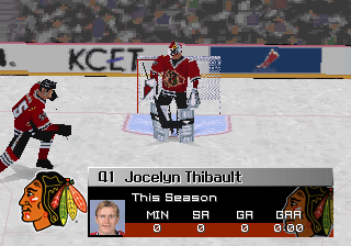 NHL Blades of Steel 2000 (PlayStation) screenshot: Warm up.