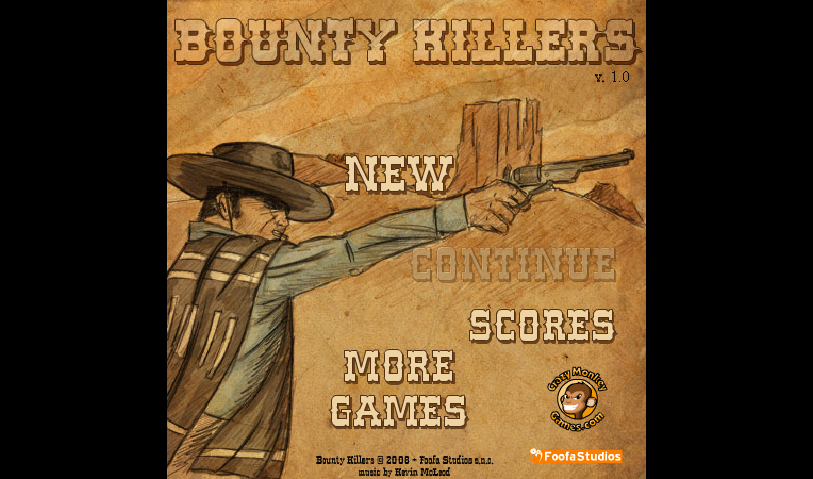 Bounty Killers (Browser) screenshot: Title screen.