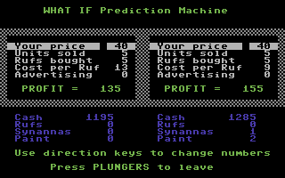 Run for the Money (Commodore 64) screenshot: Prediction machine
