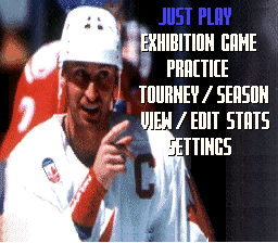 Wayne Gretzky and the NHLPA All-Stars (SNES) screenshot: Main menu