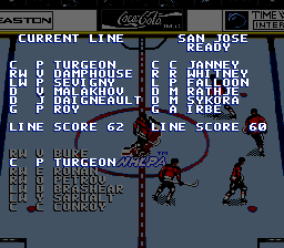 Wayne Gretzky and the NHLPA All-Stars (SNES) screenshot: Editing lines