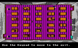 Manhunter 2: San Francisco (Amiga) screenshot: An arcade sequence: Avoid the robots in the warehouse.