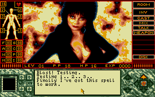 Elvira II: The Jaws of Cerberus (Atari ST) screenshot: Elvira in all her beauty