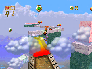 Pandemonium! (PlayStation) screenshot: Jumping on clouds!
