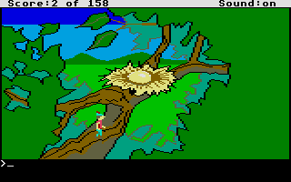 King's Quest (Atari ST) screenshot: Climbing up the tree.