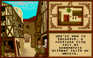Iron Lord (Atari ST) screenshot: This city is haven for dirt bags.