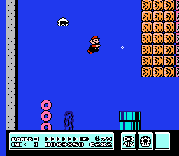 Super Mario Bros. 3 (NES) screenshot: Swimming in World 3