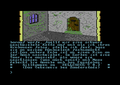 Hellowoon: Das Geheimnis des Zauberstabs (Commodore 64) screenshot: Starting location