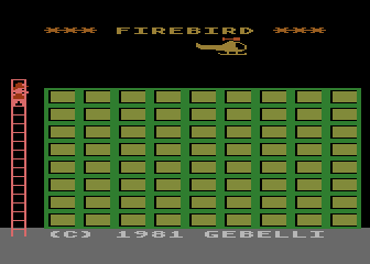 Firebird (Atari 8-bit) screenshot: Title screen