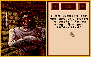 Iron Lord (Amiga) screenshot: The leader of a band of mercenaries.