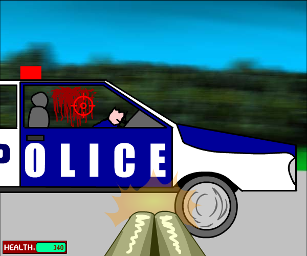 Kindergarten Killer (Browser) screenshot: Taking care of a police car.