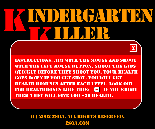 Kindergarten Killer (Browser) screenshot: Instructions