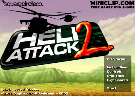 Heli Attack 2 (Browser) screenshot: Title screen