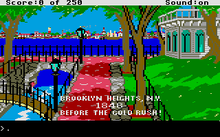 Gold Rush! (Atari ST) screenshot: Start of the game in Brooklyn, New York.