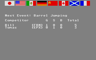 World Games (Atari ST) screenshot: The score so far