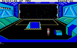 Space Quest: Chapter I - The Sarien Encounter (Atari ST) screenshot: The ship's hangar.