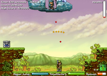 Heli Attack 2 (Browser) screenshot: Using the shotgun.