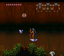 Demon's Crest (SNES) screenshot: Using the Tornado-shot to reach a life-extension