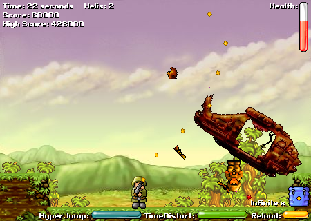 Heli Attack 2 (Browser) screenshot: There he goes down...