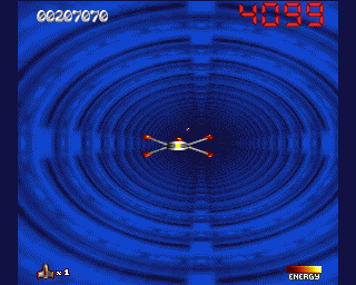 Stardust (Amiga) screenshot: Warp sequence begins