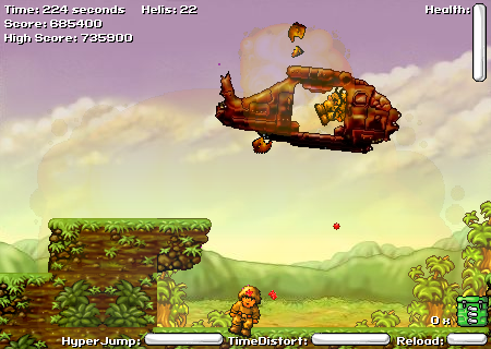 Heli Attack 2 (Browser) screenshot: I'm dead. Game over!