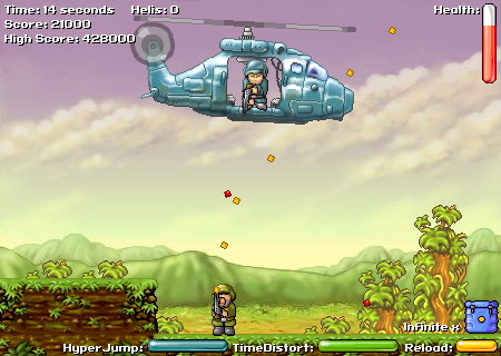 Heli Attack 2 (Browser) screenshot: Here comes the first helicopter.