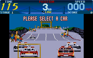 Cisco Heat: All American Police Car Race (Atari ST) screenshot: Select car to drive