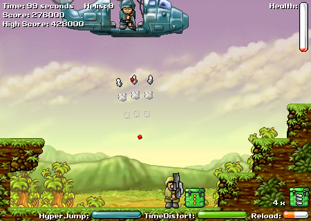 Heli Attack 2 (Browser) screenshot: I'm dead if the gunner hits me now.