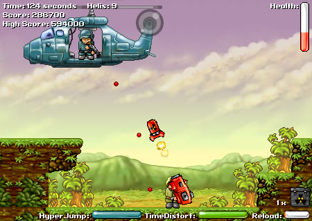 Heli Attack 2 (Browser) screenshot: The A-bomb launcher is the most powerful weapon.