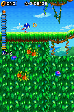 Sonic Rush (Nintendo DS) screenshot: Running into rings