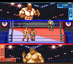 Hammerlock Wrestling (SNES) screenshot: Getting close to each other