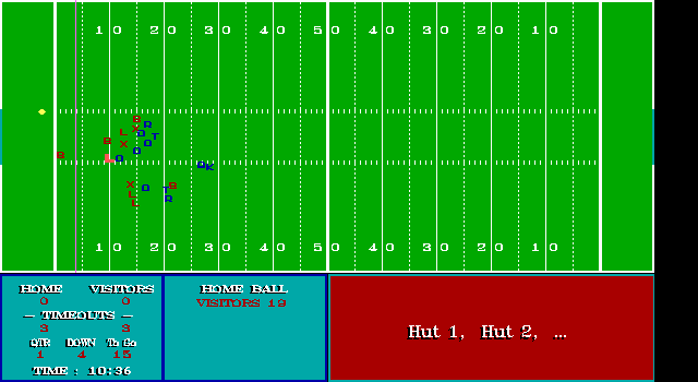 Cunning Football (DOS) screenshot: A field goal attempt.