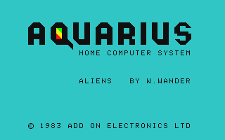 Aliens (Mattel Aquarius) screenshot: Title screen