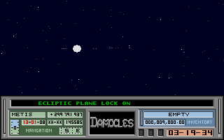 Damocles: Mercenary II (Atari ST) screenshot: Arriving at your destination system