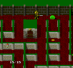 The Tower of Druaga (TurboGrafx-16) screenshot: Your first enemy will be this green slime.