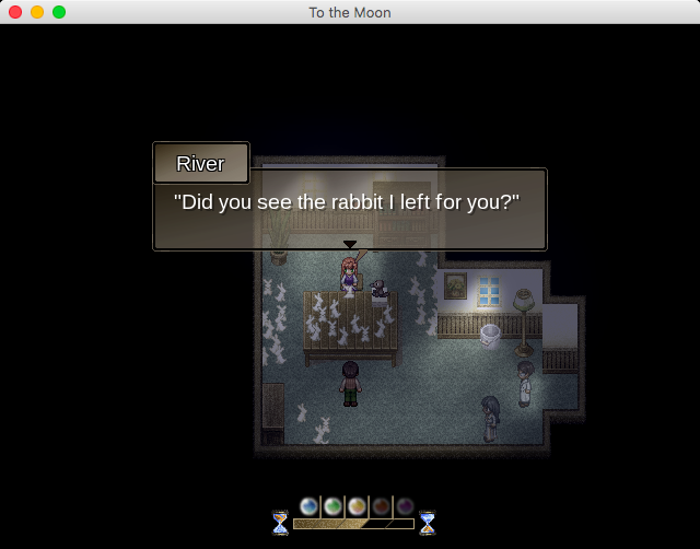 To the Moon (Macintosh) screenshot: River's obsession with rabbits starts here