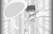 Meitantei Conan: Majutsushi no Chōsenjō! (WonderSwan) screenshot: Giving the fiend what he deserves.