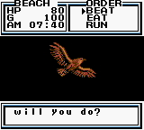 Legend of the River King 2 (Game Boy Color) screenshot: A bird attacks you!
