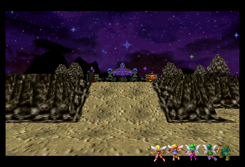 Shining the Holy Ark (SEGA Saturn) screenshot: Godspeak ~ At the top of the mountain, the group finds Panzer standing next to the Holy Ark - the last battle is looming...