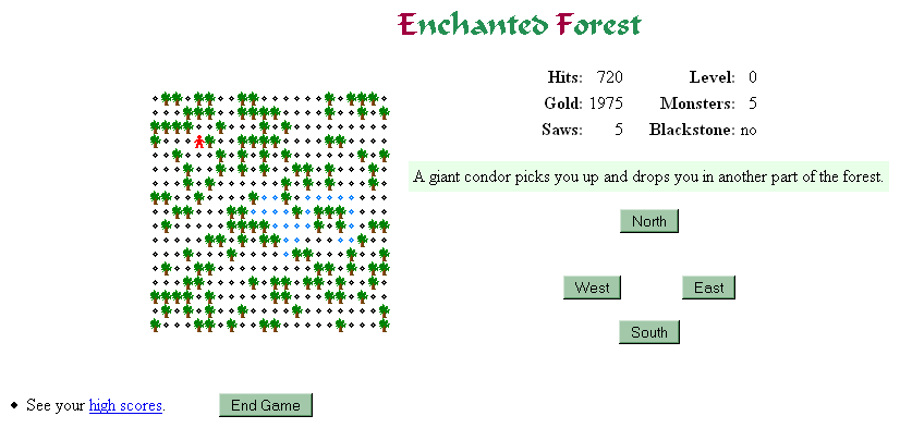 Enchanted Forest (Browser) screenshot: Sometimes helpful, sometimes annoying