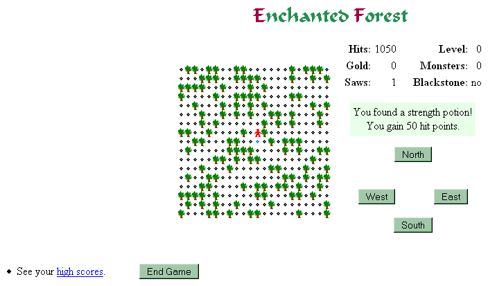 Enchanted Forest (Browser) screenshot: Always good if your HP is low