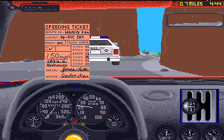 European Challenge (Amiga) screenshot: Got a speeding ticket